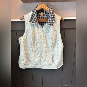 Women's CJ Banks Plaid Polka Dot Reversible Sleeveless Vest size XL